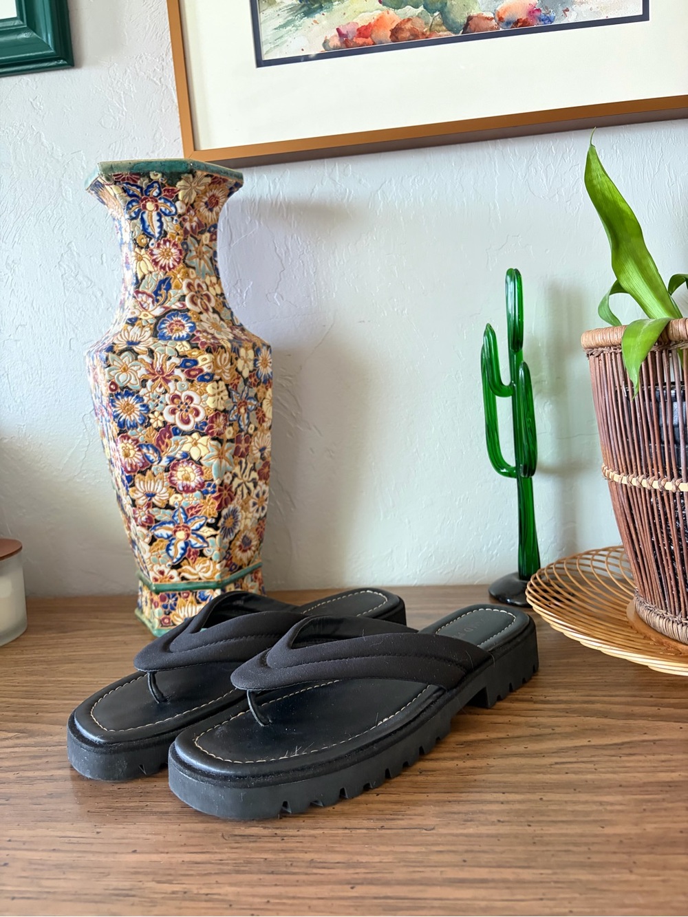 Donald J. Pliner Black Platform Flip-Flop Sandals